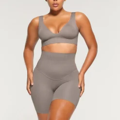 BONDED CORSET PLUNGE BRALETTE | STEEL