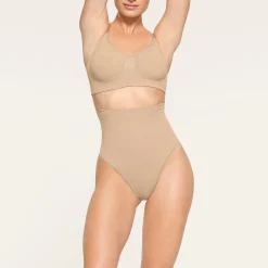 CORE CONTROL HIGH-WAISTED THONG | CLAY