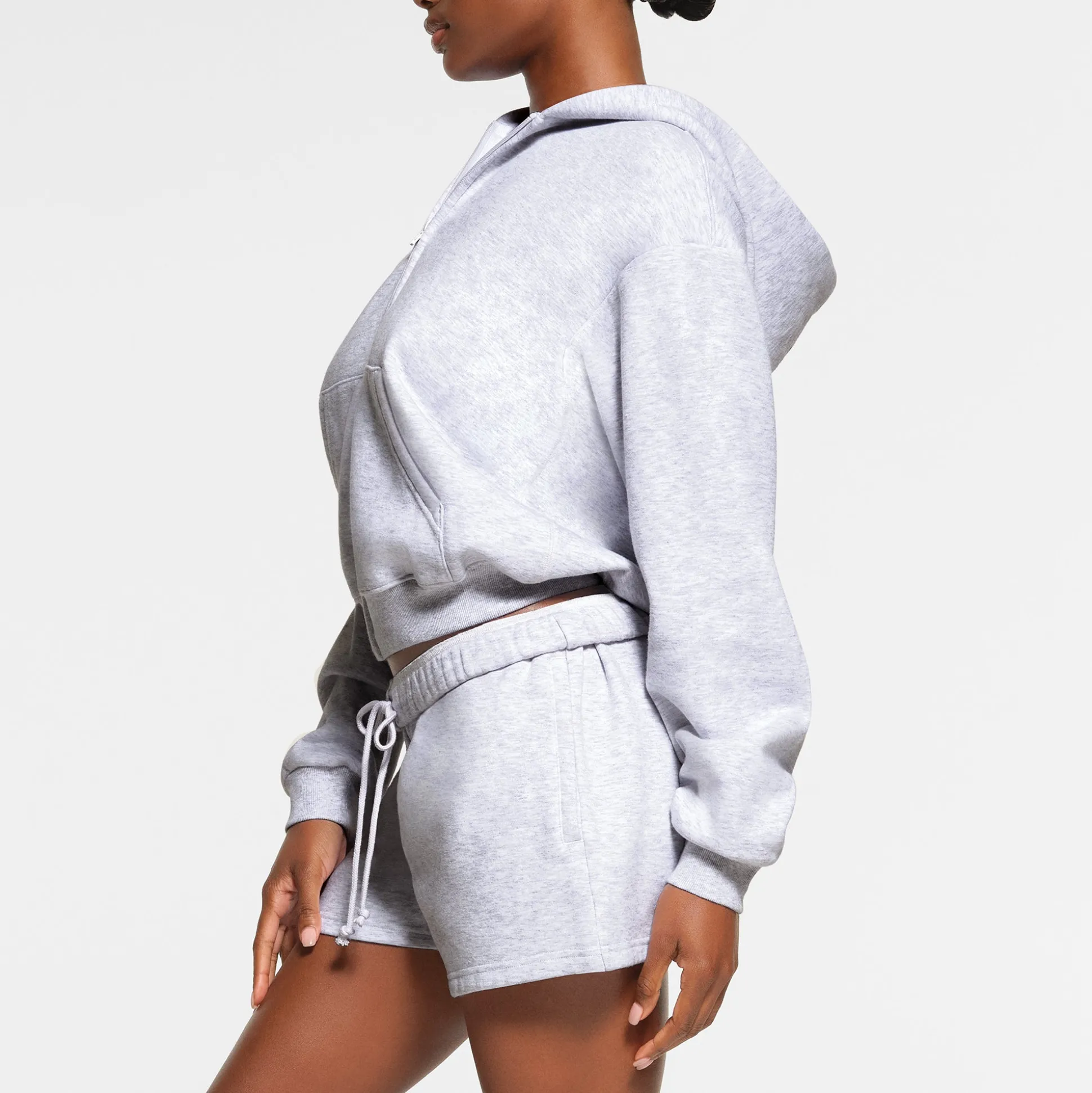 COTTON FLEECE CLASSIC ZIP UP HOODIE | LIGHT HEATHER GREY