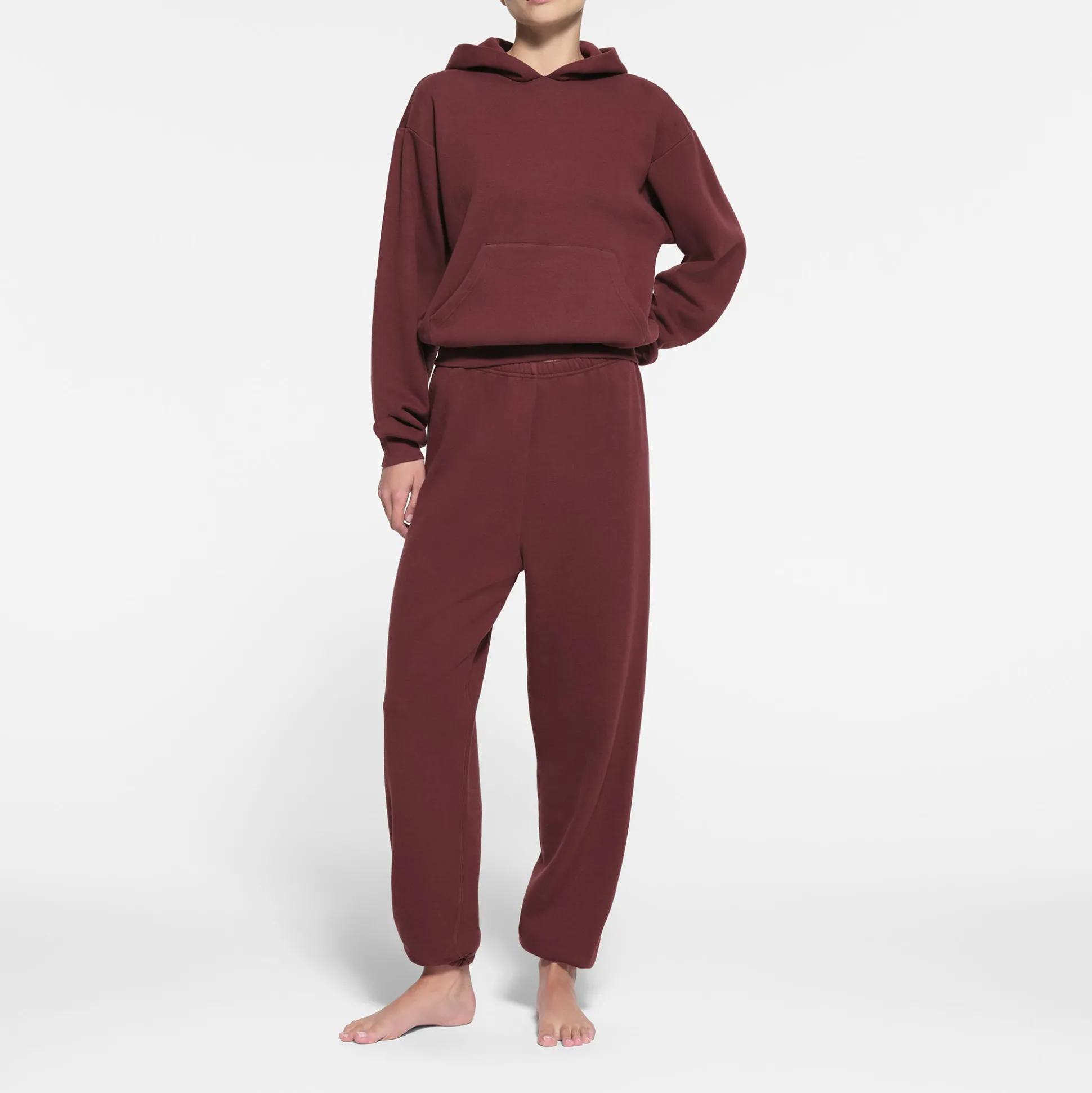 COTTON FLEECE JOGGER | OXBLOOD