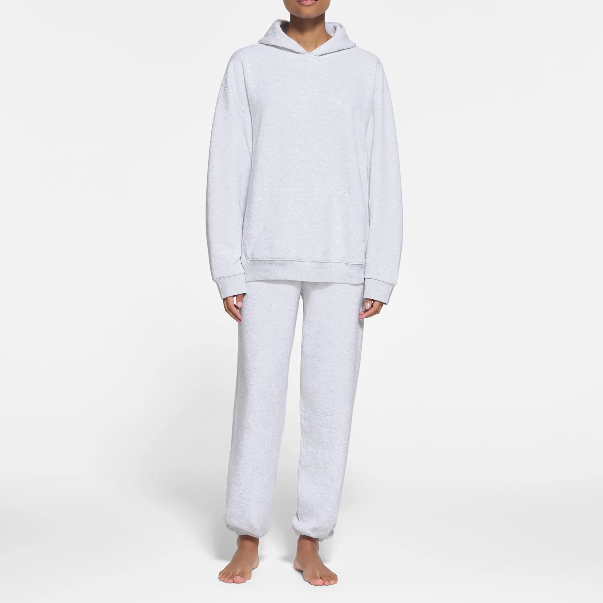 COTTON FLEECE OVERSIZED HOODIE | LIGHT HEATHER GREY