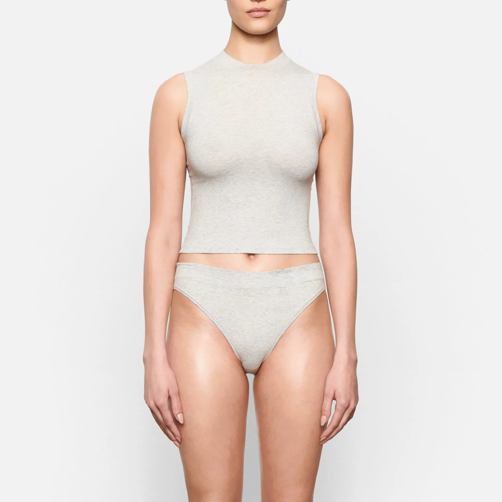 COTTON JERSEY CHEEKY TANGA | LIGHT HEATHER GREY