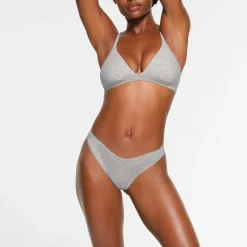 COTTON JERSEY DIPPED THONG | LIGHT HEATHER GREY