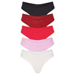 COTTON JERSEY DIPPED THONG 5-PACK | RED BRICK MULTI