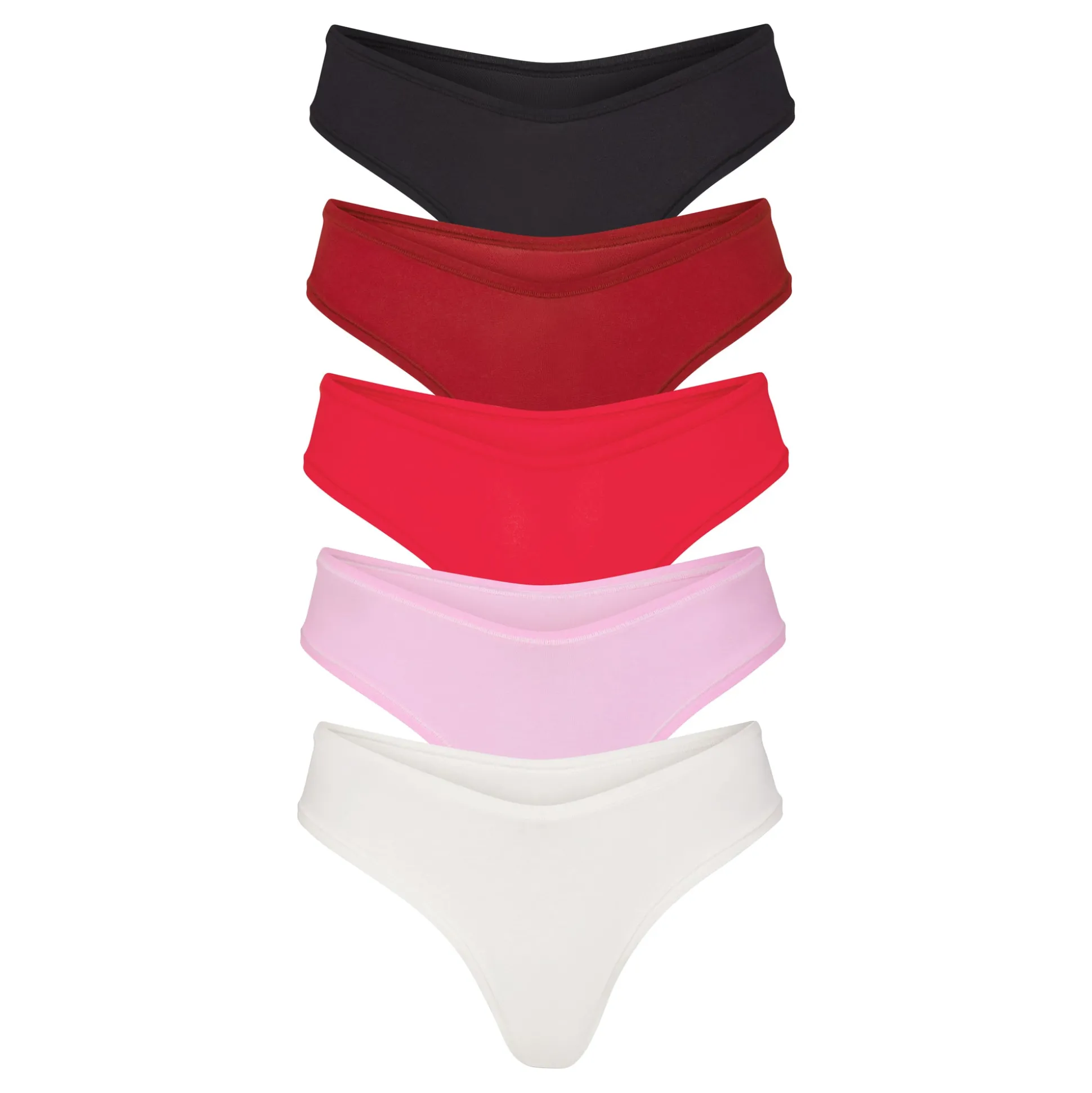 COTTON JERSEY DIPPED THONG 5-PACK | RED BRICK MULTI