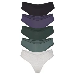COTTON JERSEY DIPPED THONG 5-PACK | MALACHITE SPRUCE MULTI