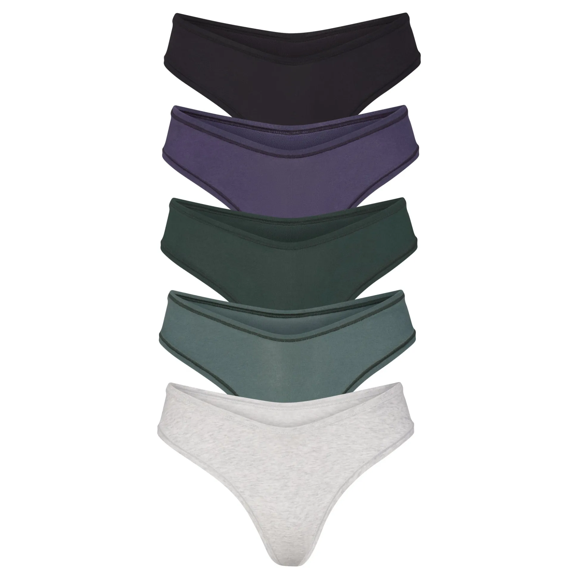 COTTON JERSEY DIPPED THONG 5-PACK | MALACHITE SPRUCE MULTI