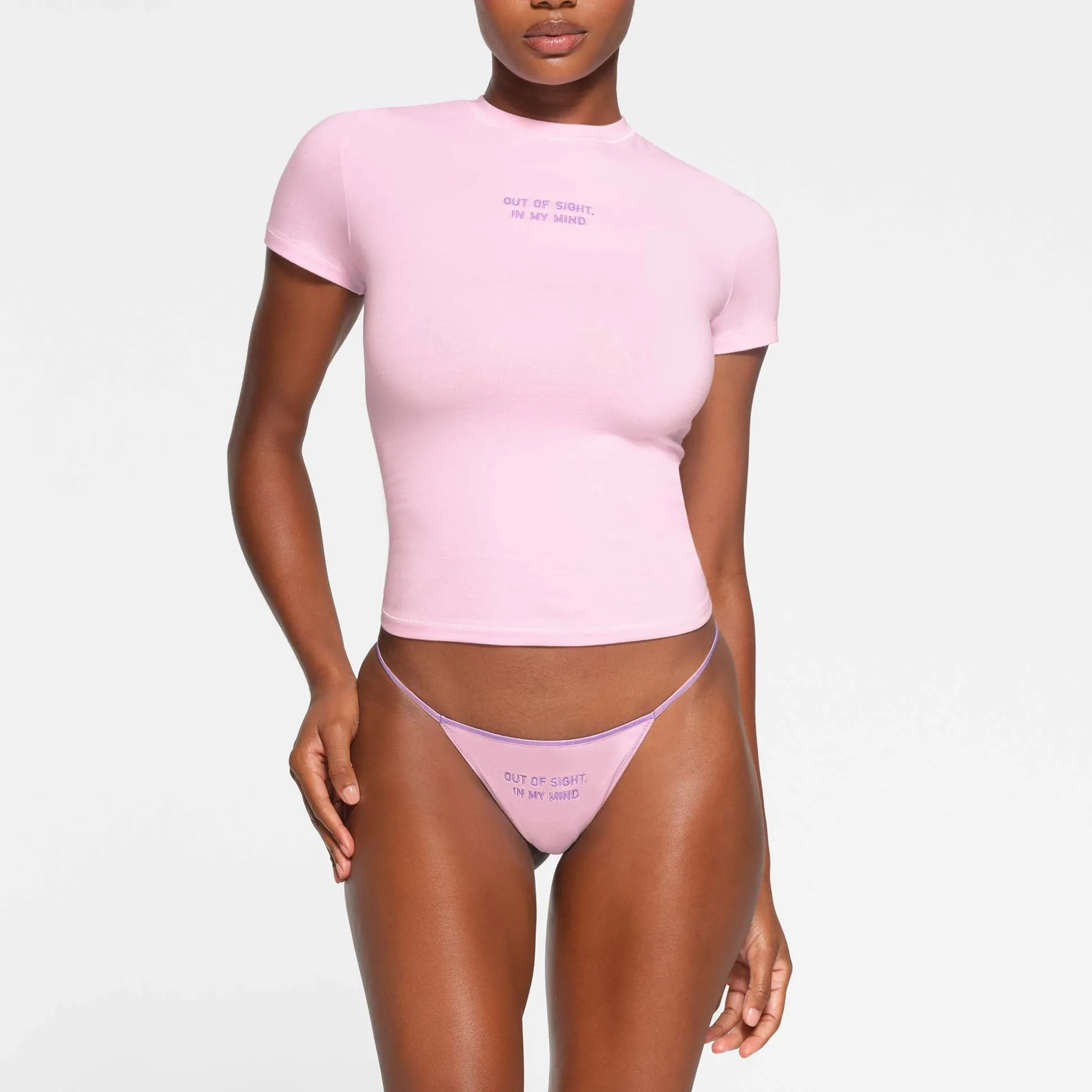 COTTON JERSEY EMBROIDERED T-SHIRT | BABY PINK