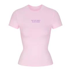COTTON JERSEY EMBROIDERED T-SHIRT | BABY PINK