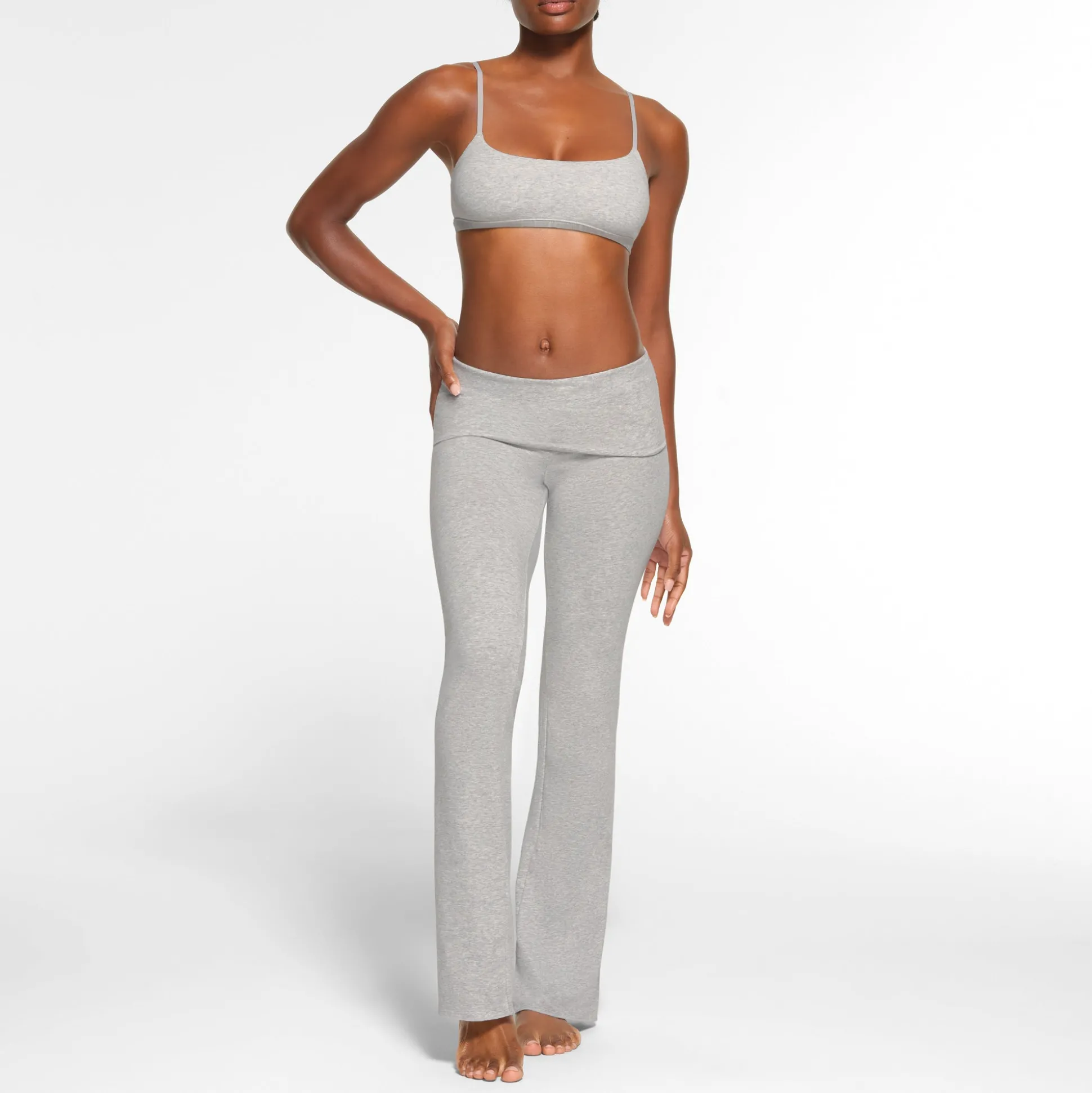 COTTON JERSEY FOLDOVER PANT | LIGHT HEATHER GREY