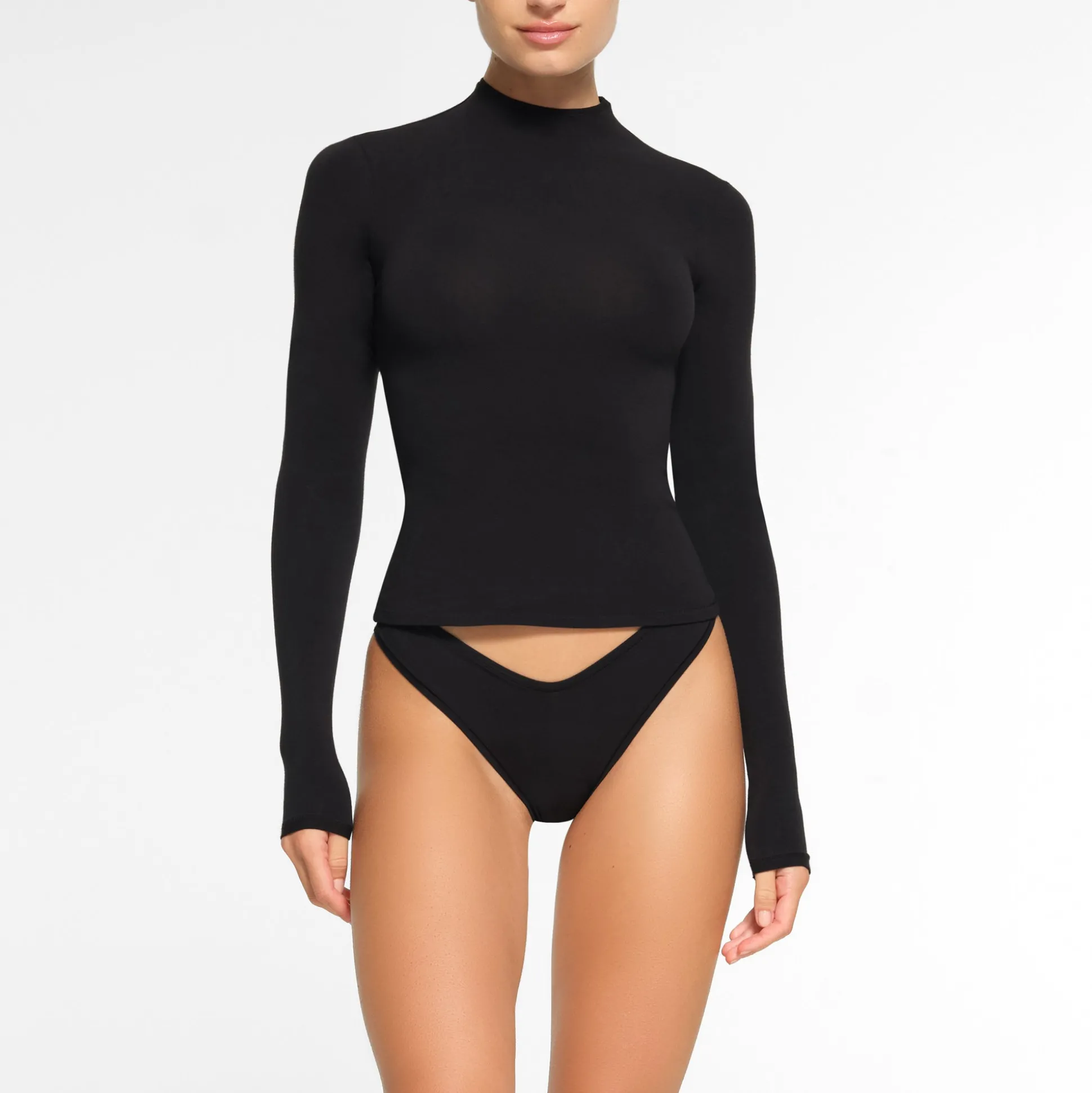COTTON JERSEY LONG SLEEVE TURTLENECK | SOOT