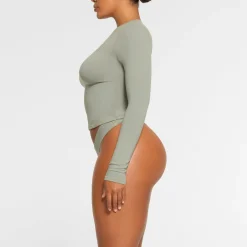 COTTON JERSEY LONG SLEEVE T-SHIRT | MINERAL