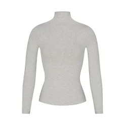COTTON JERSEY LONG SLEEVE TURTLENECK | LIGHT HEATHER GREY