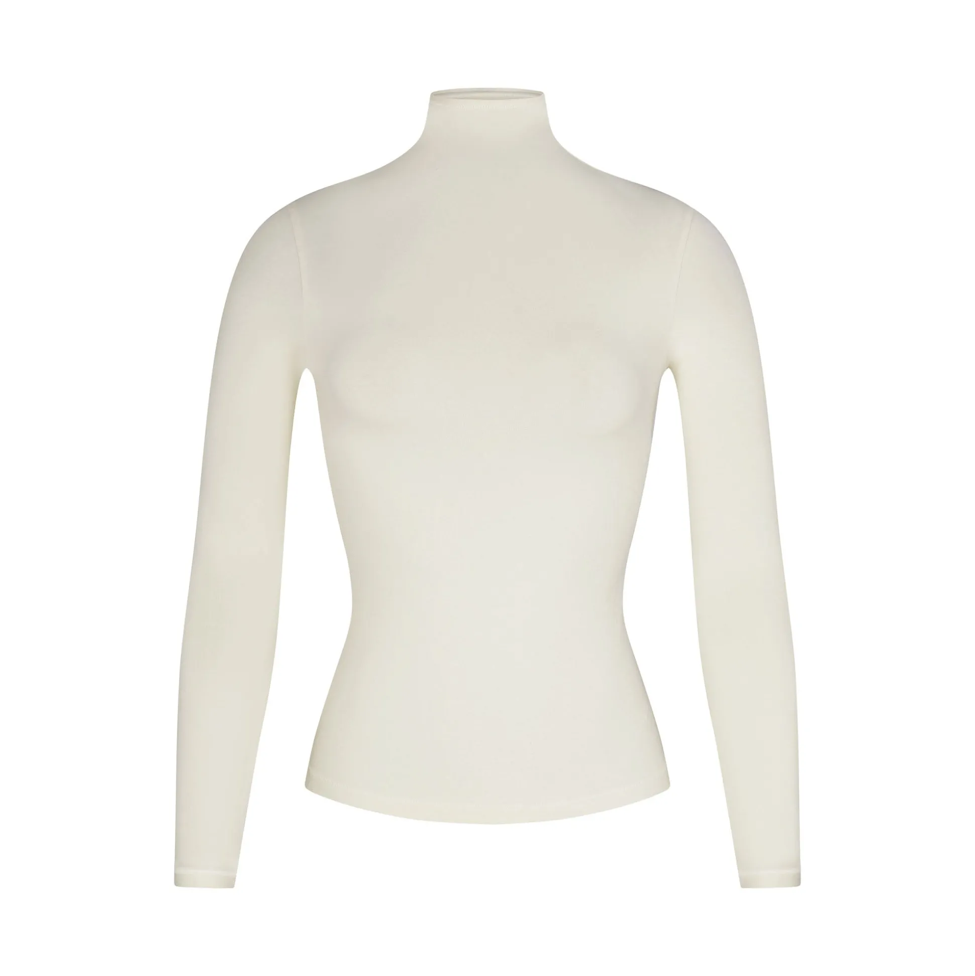 COTTON JERSEY LONG SLEEVE TURTLENECK | BONE