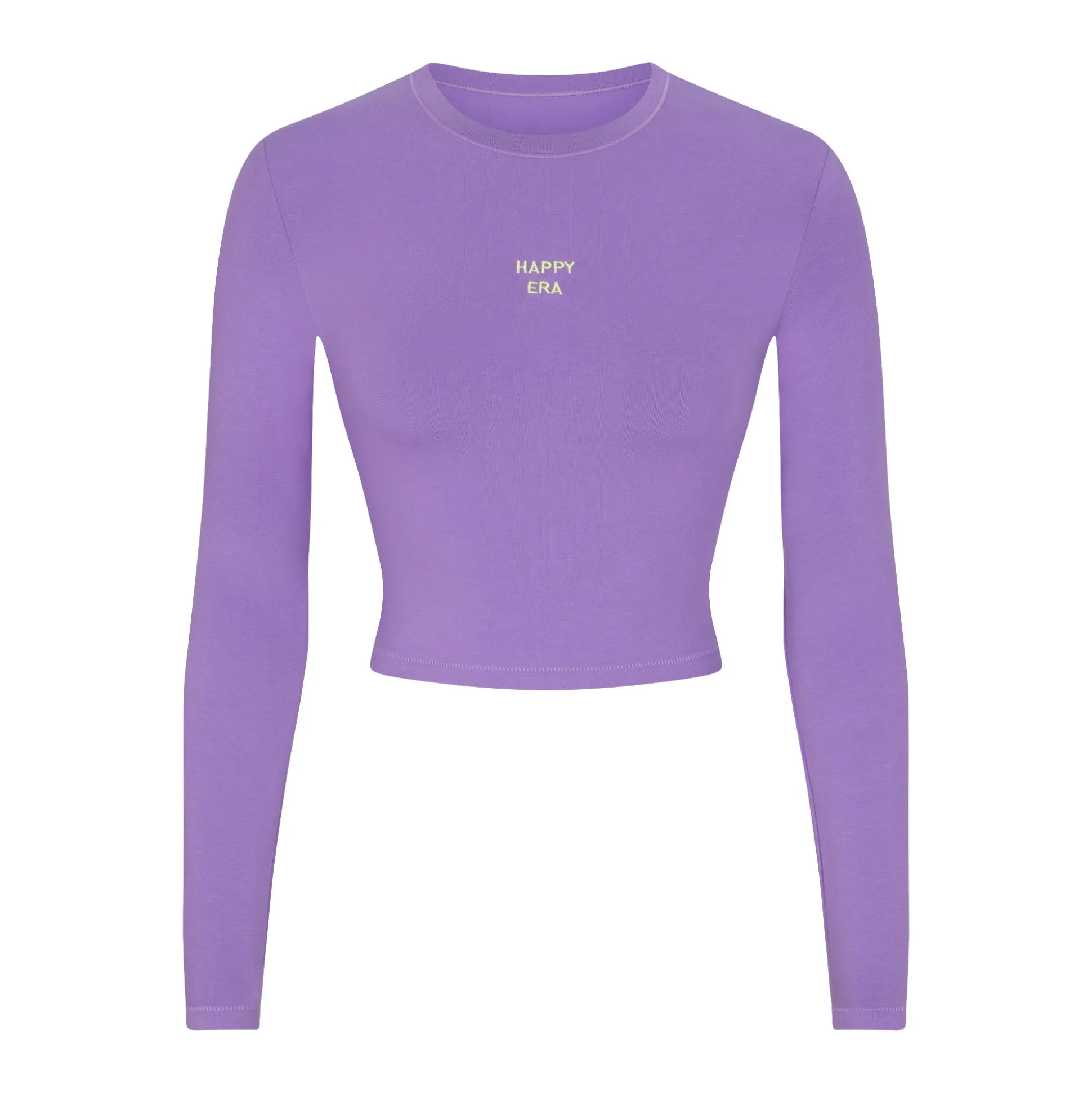 COTTON JERSEY LONG SLEEVE CROPPED T-SHIRT | ULTRA VIOLET