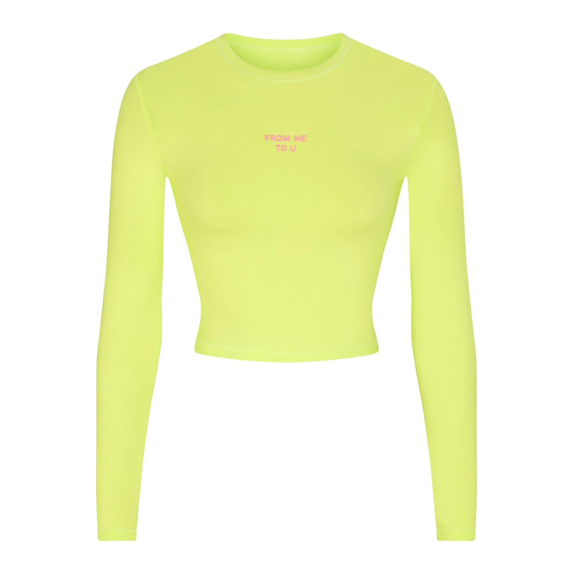 COTTON JERSEY LONG SLEEVE CROPPED T-SHIRT | DAFFODIL