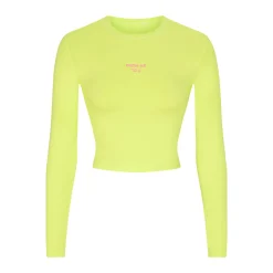 COTTON JERSEY LONG SLEEVE CROPPED T-SHIRT | DAFFODIL