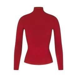COTTON JERSEY LONG SLEEVE TURTLENECK | BRICK