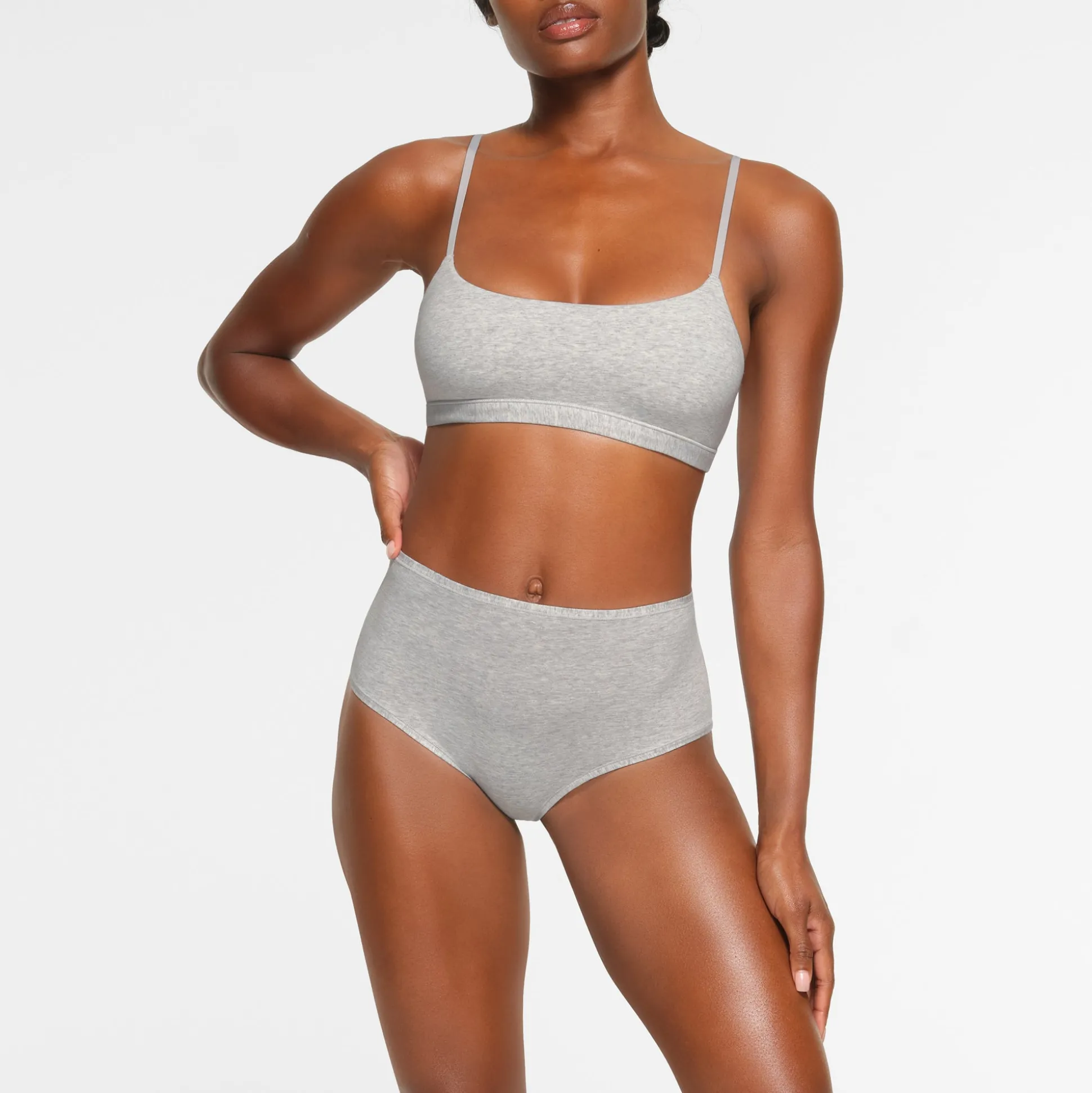 COTTON JERSEY SCOOP BRALETTE | LIGHT HEATHER GREY