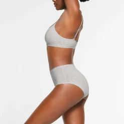 COTTON JERSEY SCOOP BRALETTE | LIGHT HEATHER GREY