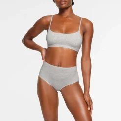 COTTON JERSEY SCOOP BRALETTE | LIGHT HEATHER GREY