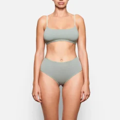 COTTON JERSEY SCOOP BRALETTE | MINERAL
