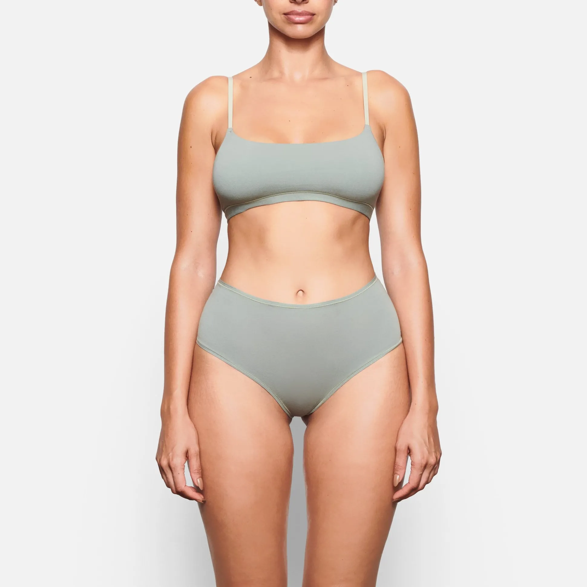 COTTON JERSEY SCOOP BRALETTE | MINERAL