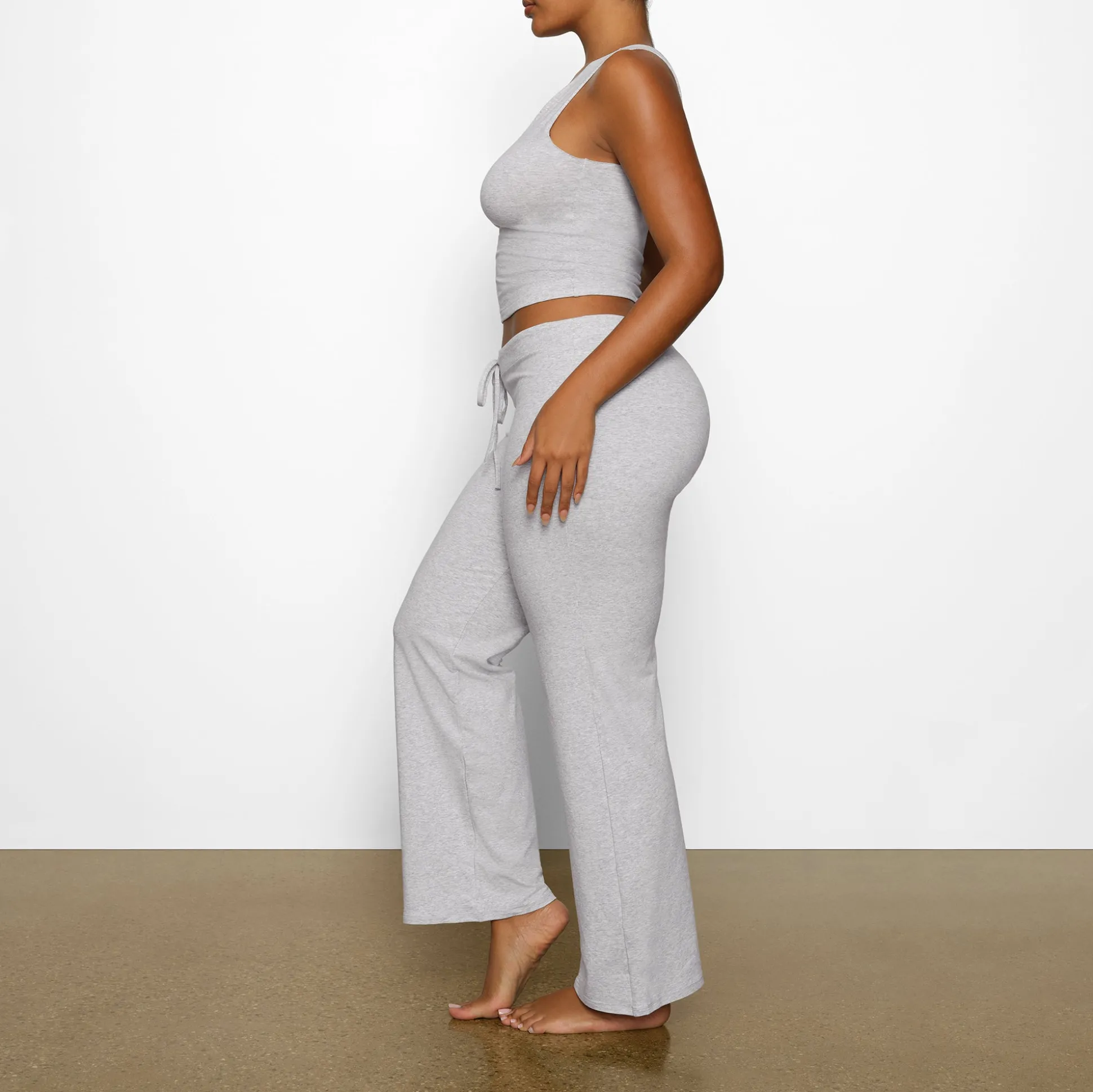 COTTON JERSEY STRAIGHT LEG PANT | LIGHT HEATHER GREY