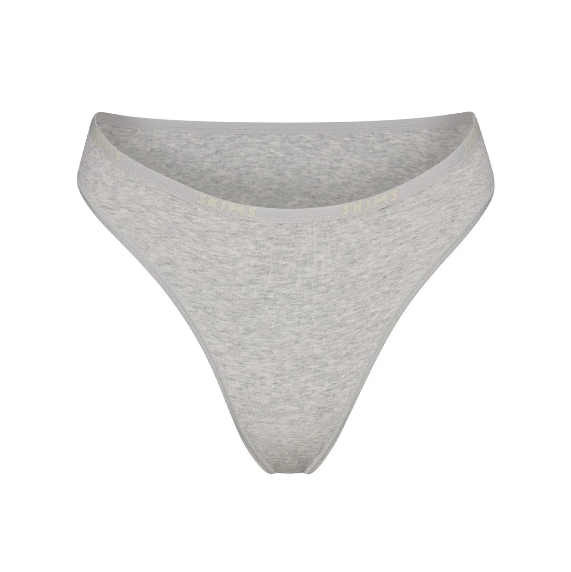 COTTON LOGO HIGH LEG BIKINI | LIGHT HEATHER GREY