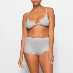 COTTON LOGO MINI TRIANGLE BRALETTE | LIGHT HEATHER GREY