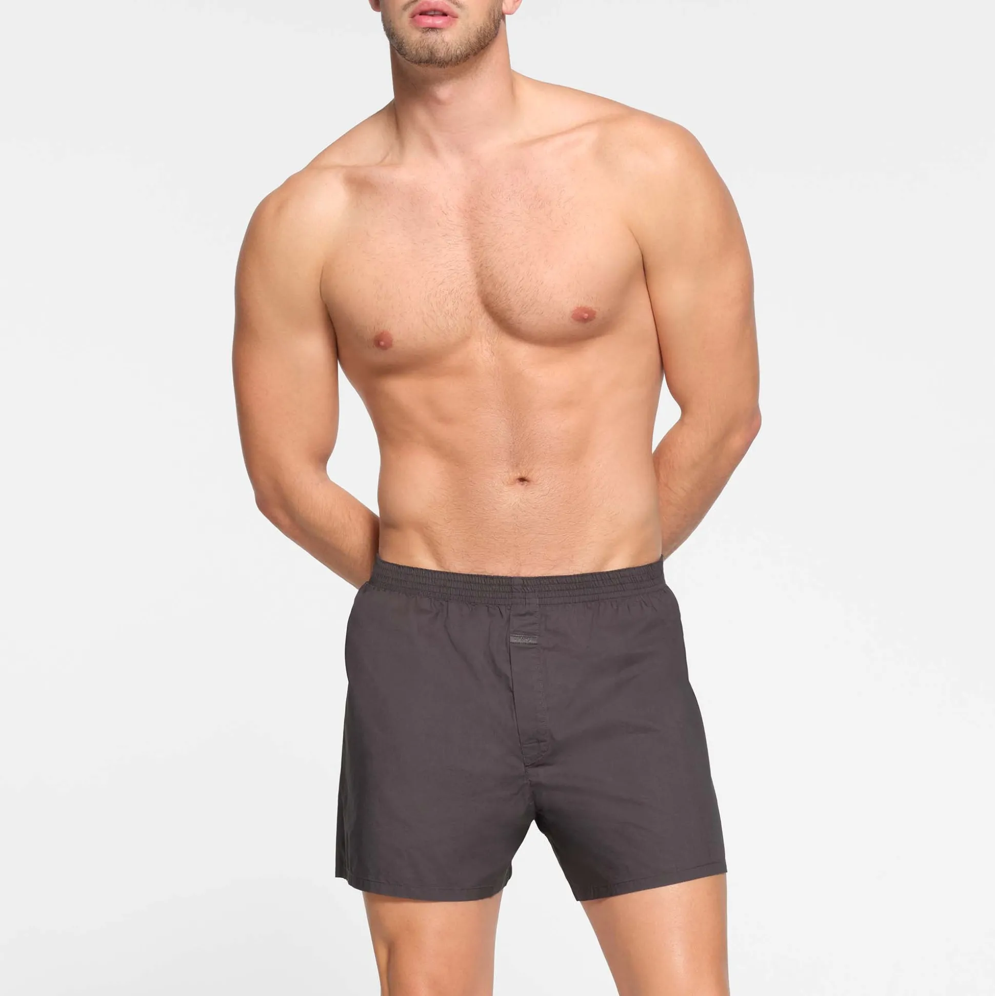 COTTON POPLIN SLEEP MENS BOXER | ASH