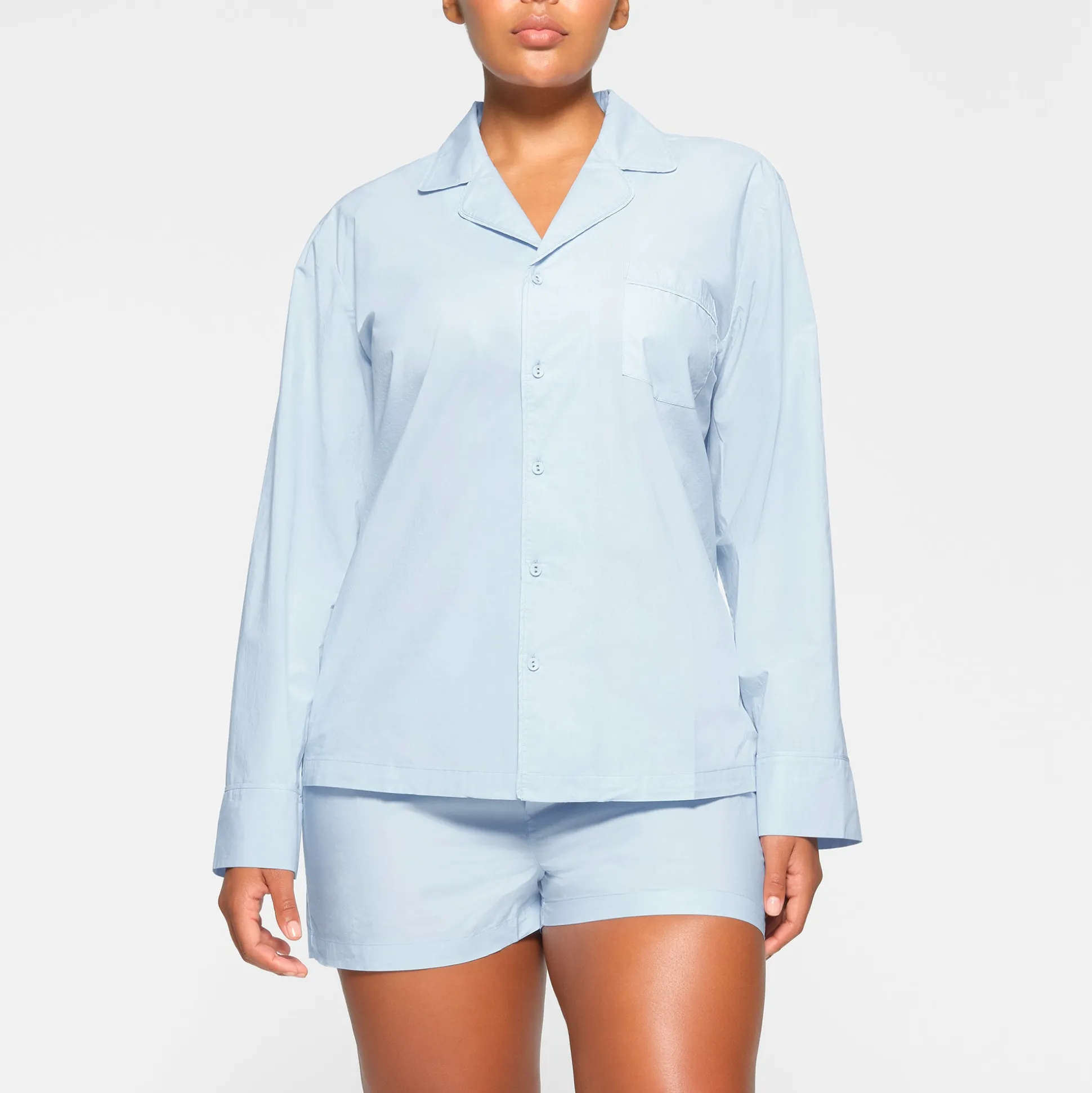 COTTON POPLIN SLEEP SHORT | GLACIER