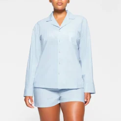 COTTON POPLIN SLEEP SHORT | GLACIER