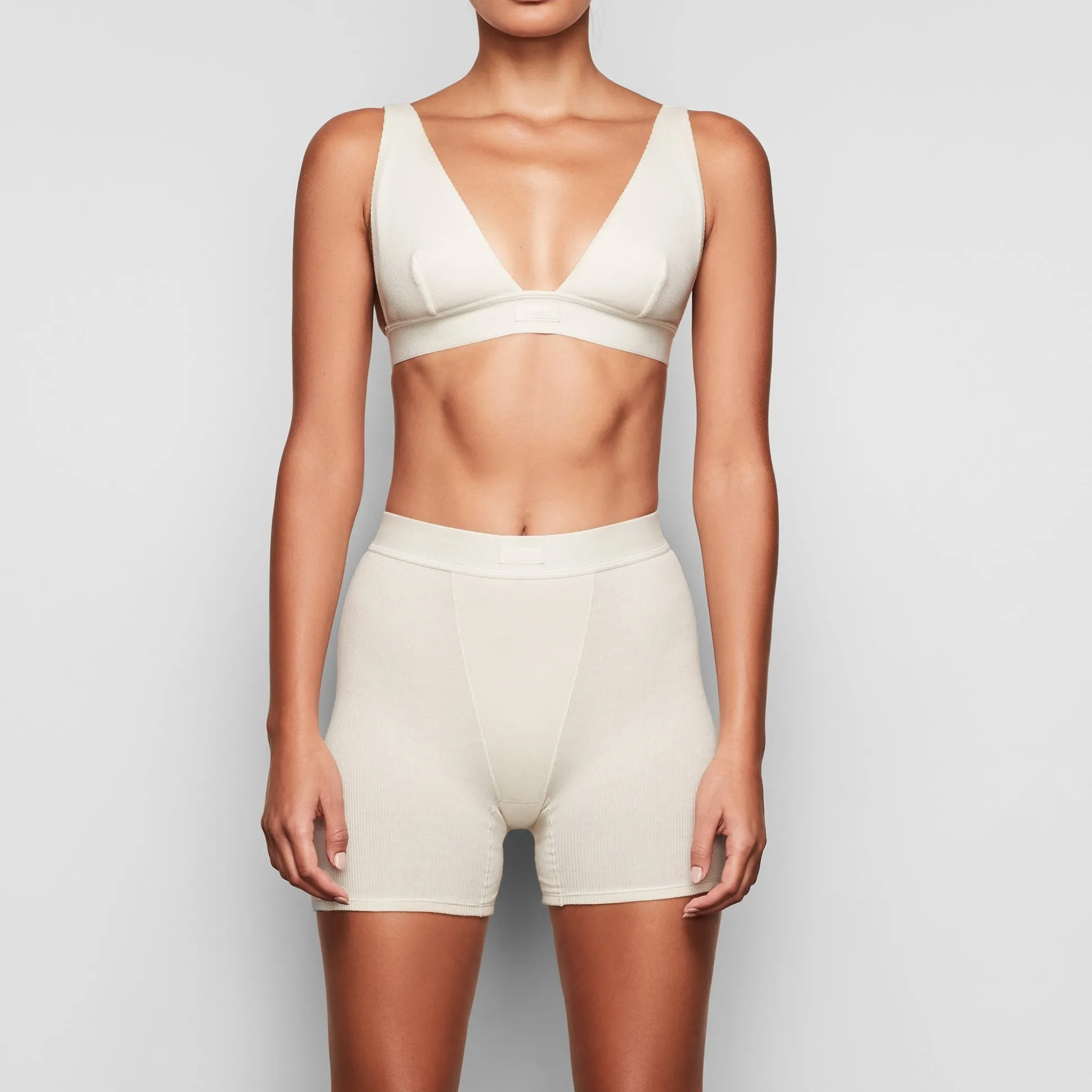 COTTON RIB BOXER | BONE