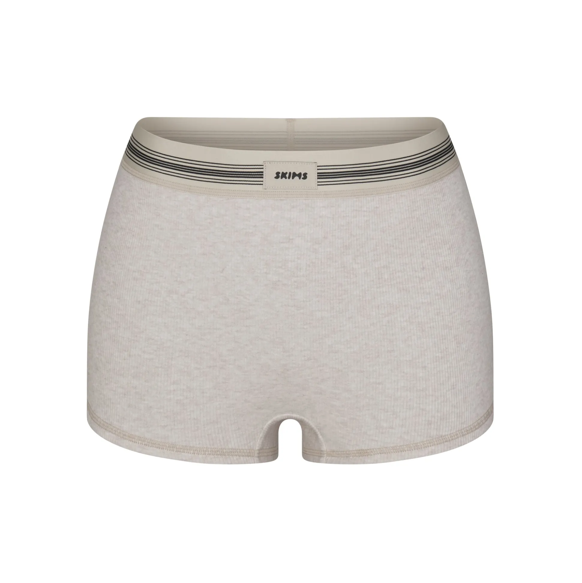 COTTON RIB BOY SHORT | HEATHER OATMEAL MULTI