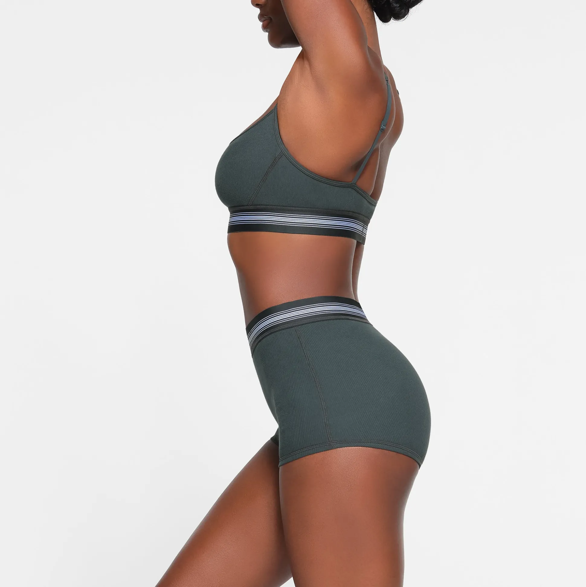 COTTON RIB BOY SHORT | SPRUCE MULTI