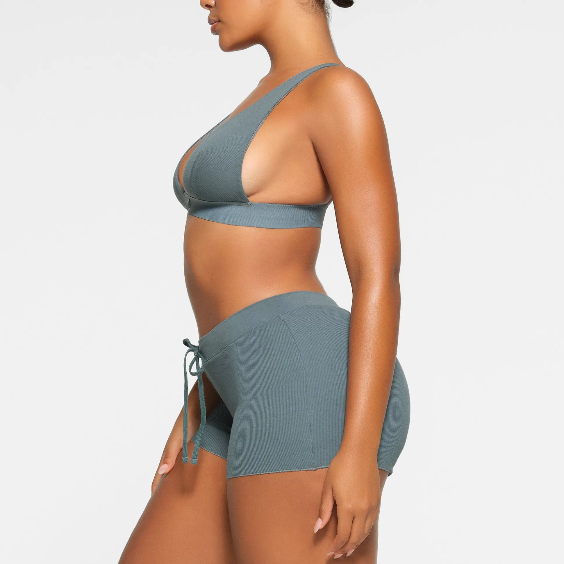 COTTON RIB DRAWSTRING SHORT | KYANITE
