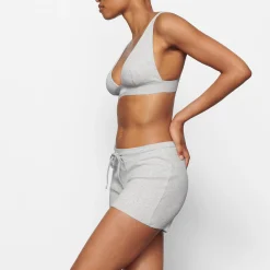 COTTON RIB DRAWSTRING SHORT | LIGHT HEATHER GREY