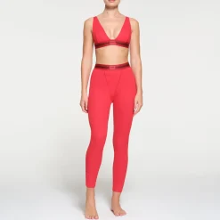 COTTON RIB LEGGING | RED MULTI