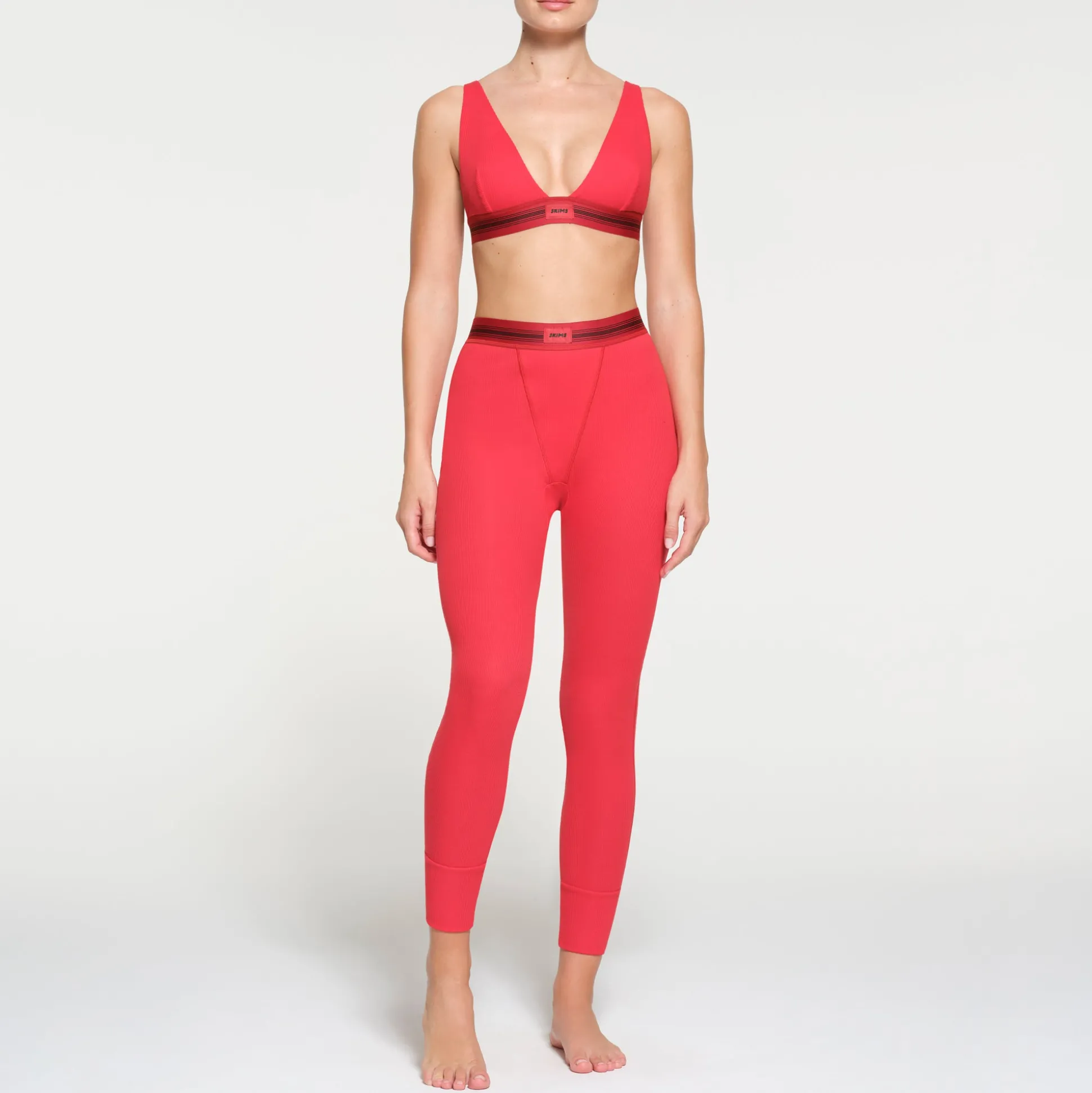 COTTON RIB LEGGING | RED MULTI