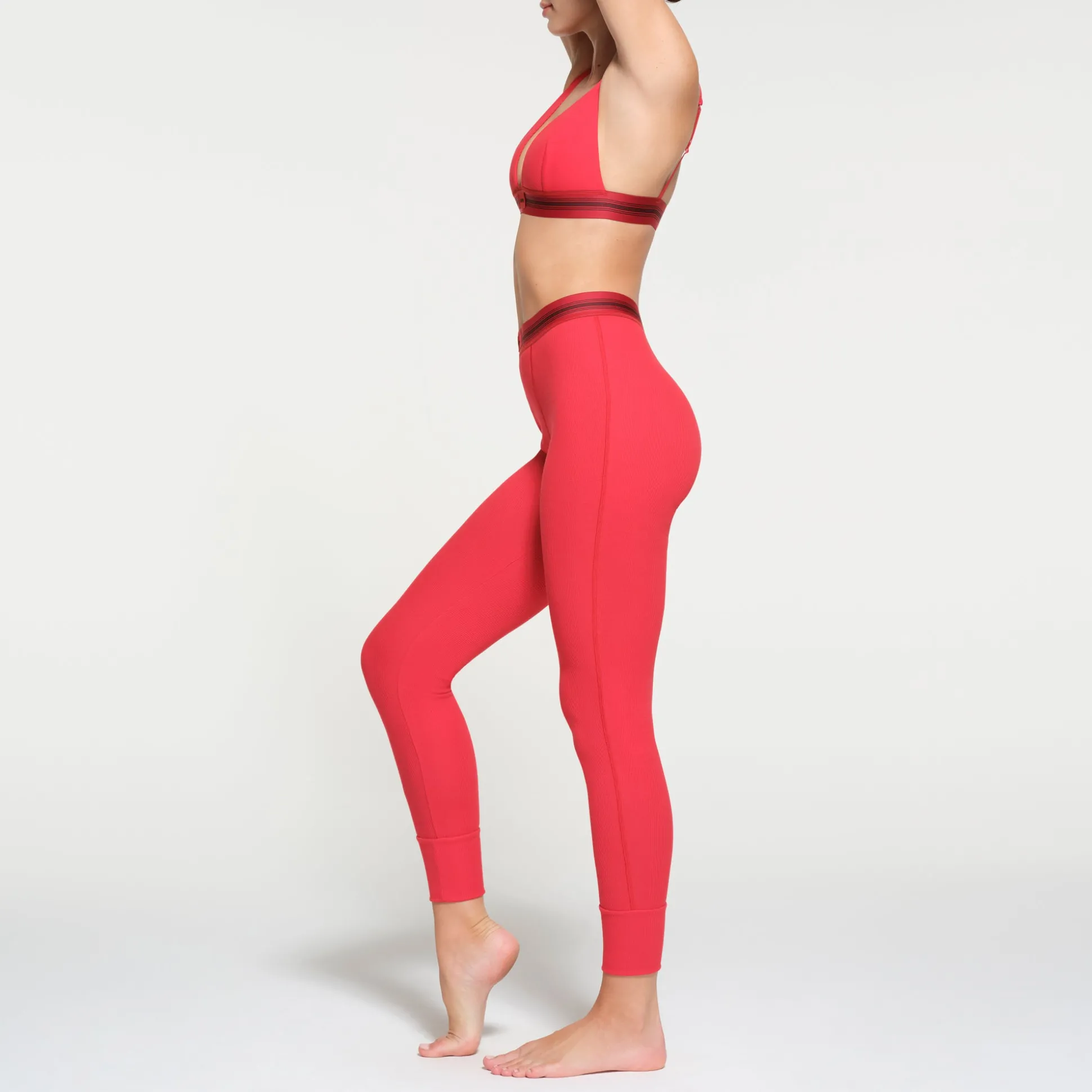 COTTON RIB LEGGING | RED MULTI