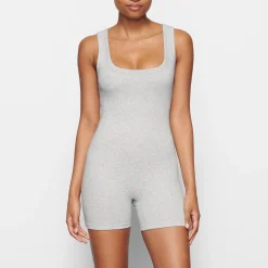 COTTON RIB ONESIE | LIGHT HEATHER GREY
