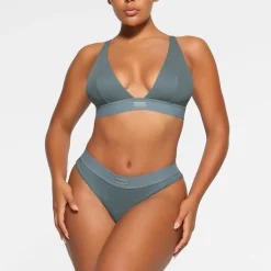 COTTON RIB PLUNGE BRALETTE | KYANITE