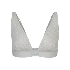 COTTON RIB PLUNGE BRALETTE | LIGHT HEATHER GREY