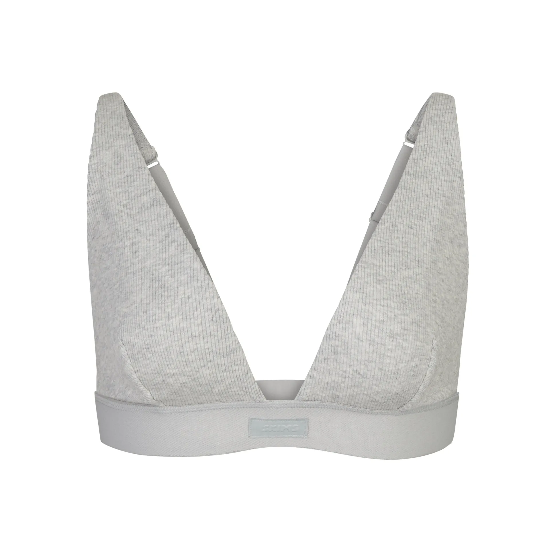 COTTON RIB PLUNGE BRALETTE | LIGHT HEATHER GREY