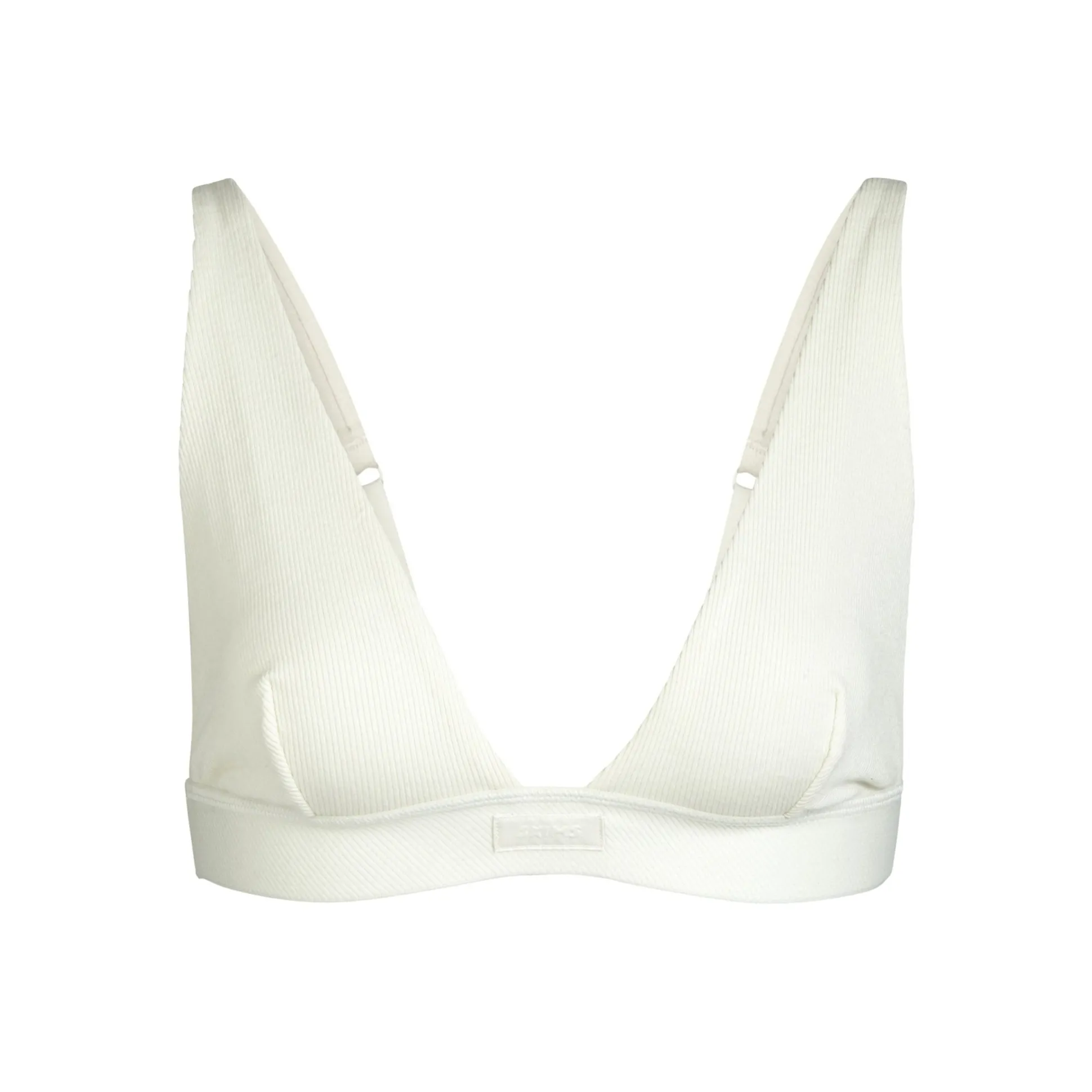 COTTON RIB PLUNGE BRALETTE | BONE