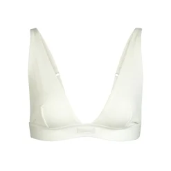 COTTON RIB PLUNGE BRALETTE | BONE
