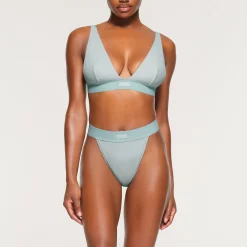 COTTON RIB PLUNGE BRALETTE | FROST