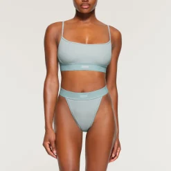 COTTON RIB SCOOP BRALETTE | FROST