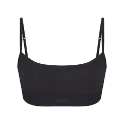 COTTON RIB SCOOP BRALETTE | SOOT